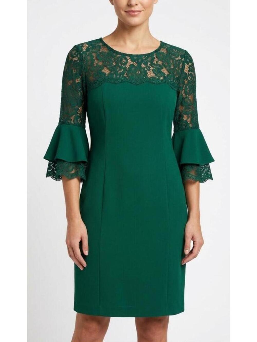 Hope & Harlow Women's Green Lace Detail Dress Size 8 Mother of the Groom